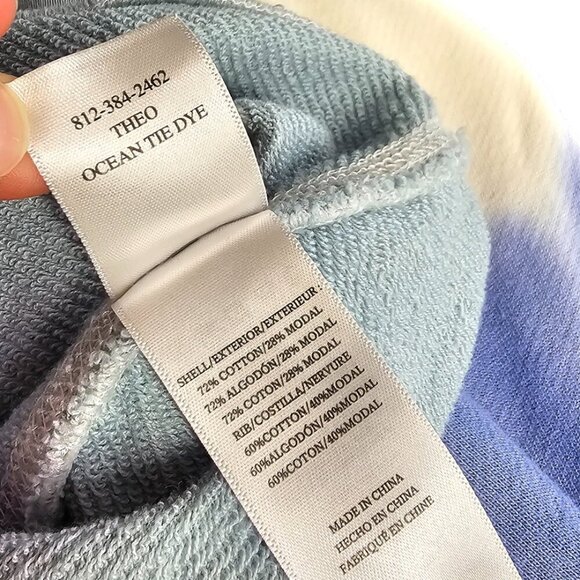 Rails Womens Theo Sweatshirt in Ocean Tie Dye, Long Sleeve, Cotton, Modal,Large - Picture 4 of 7